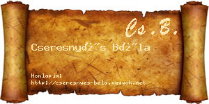 Cseresnyés Béla névjegykártya